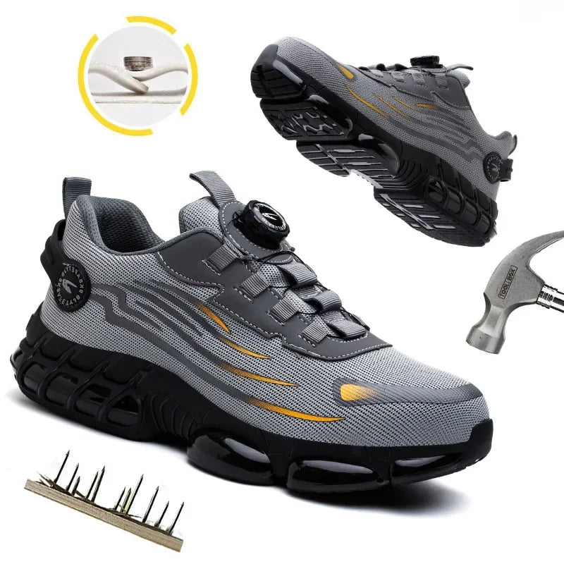 Rotary Buckle Work Safety Shoes for Men and Women Air Soft Sole Lightweight Protective Work Sneakers Men Breathable Boots