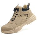 Safety shoes for men, anti-smashing steel toe, anti-puncture Kevlar, button-up mid-top men's work boots, industrial safety boots