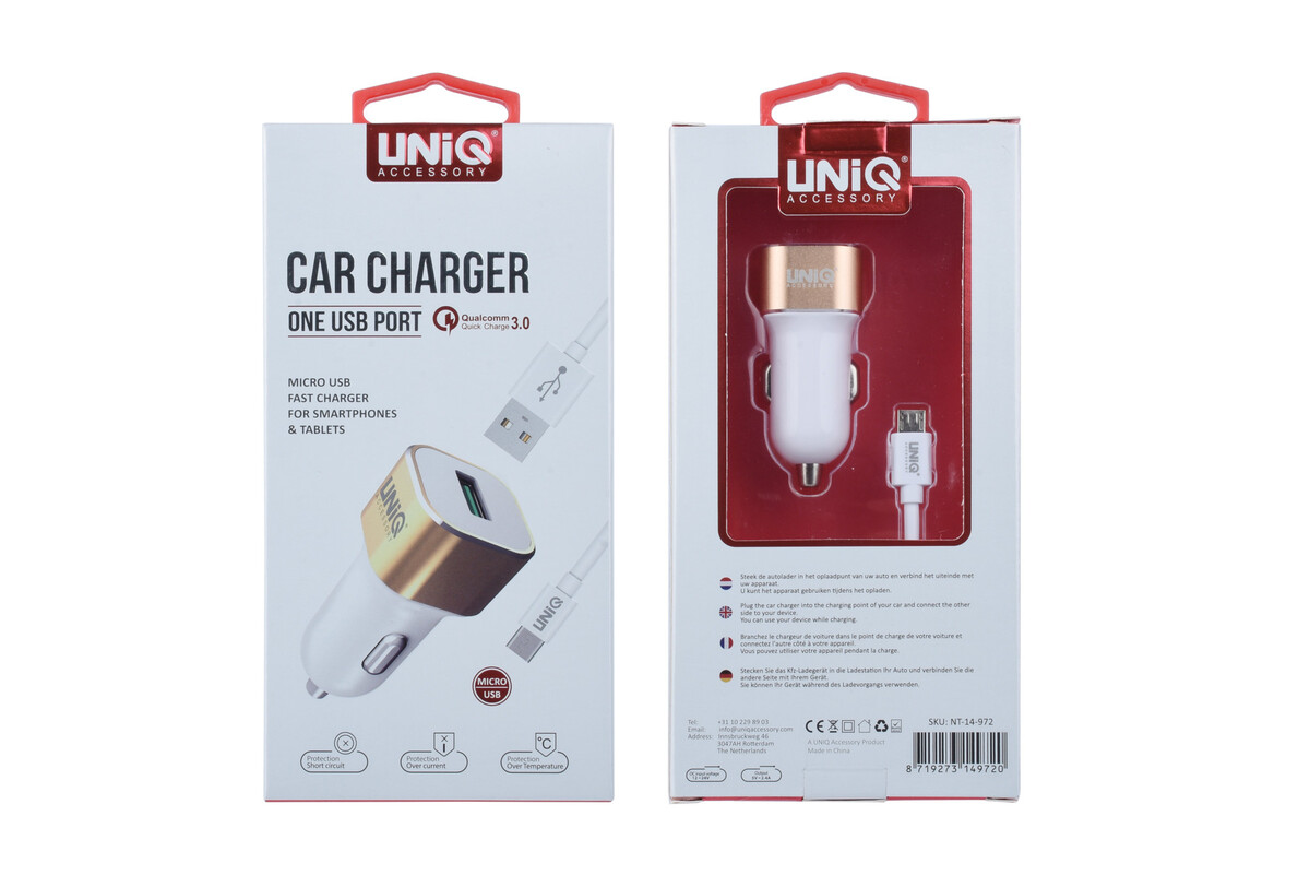 USB Car Charger Quick Charge 3.0 – UNIQ Accessory White