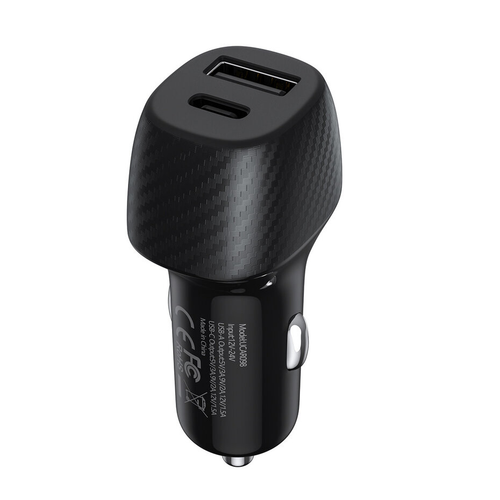 Dual Port Fast Car Charger 36W + USB-C to Lightning Cable – UNIQ Accessory Black