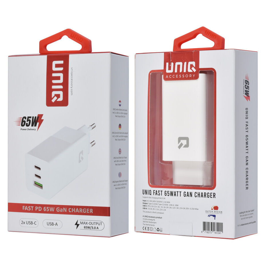 GaN 65W Fast Charger 3-Port – UNIQ Accessory